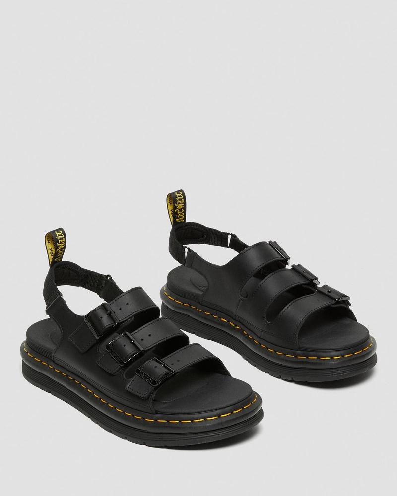 Sandalias Con Tiras Dr Martens Soloman Men's Cuero Hombre Negros | MX 165RVD